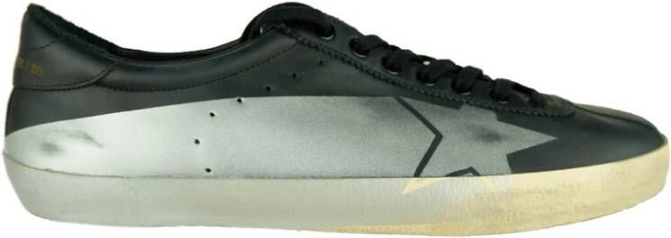 Golden Goose Zwarte Leren Sneakers met Zilveren Detail Black Heren