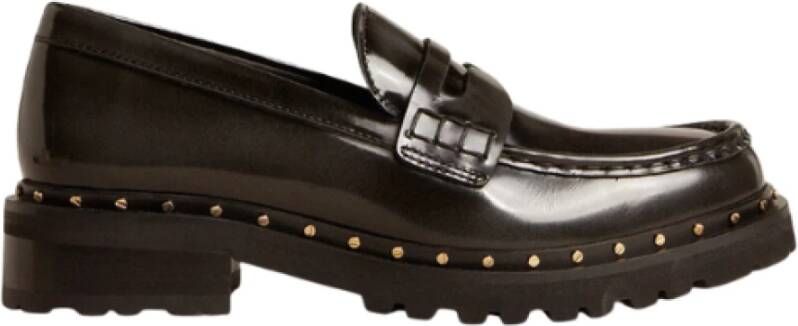 Golden Goose Zwarte leren studs Chunky Moccasin Black Dames