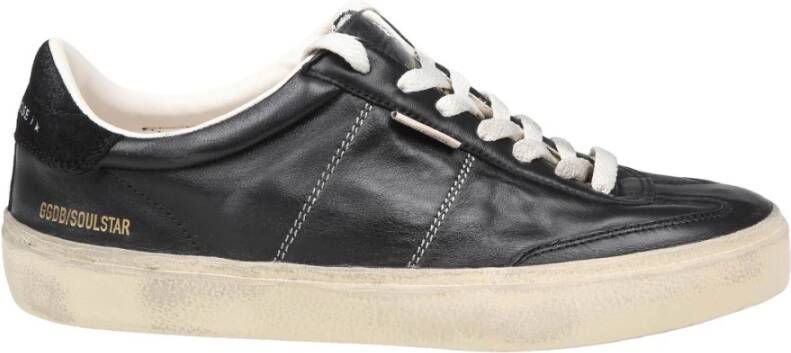 Golden Goose Zwarte leren vetersneakers rubberen zool Black Heren