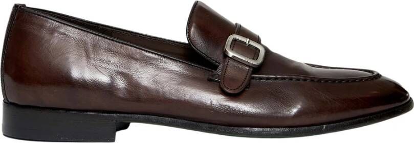 Green George Bruin Leren Loafers Stijlvolle Gesp Brown Heren