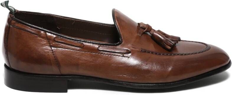 Green George Bruine leren loafers met kwastjes Brown Heren