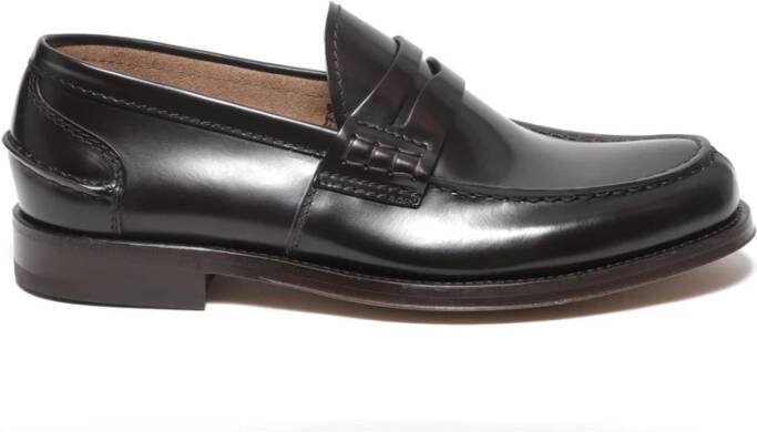 Green George Handgemaakte Ebony Geborsteld Kalfsleren Loafer met Leren Zool Brown Heren