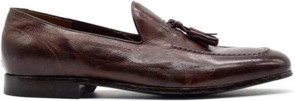 Green George Rustieke Leren Loafer met Kwastjes Brown Heren