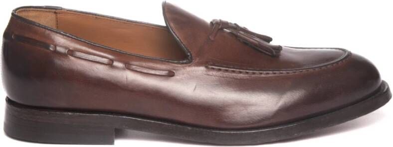 Green George Rustieke Leren Loafer met Leren Voering Brown Heren