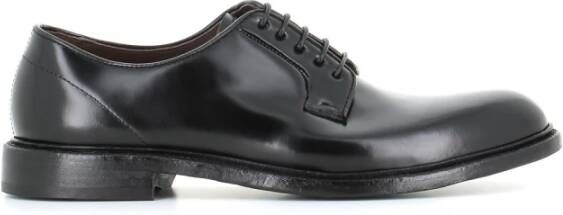 Green George Zwarte geborsteld leren Derby schoenen Black Heren