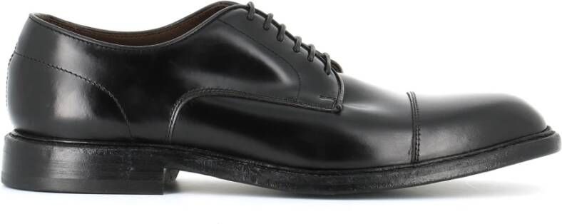 Green George Zwarte geborsteld leren Derby schoenen Black Heren