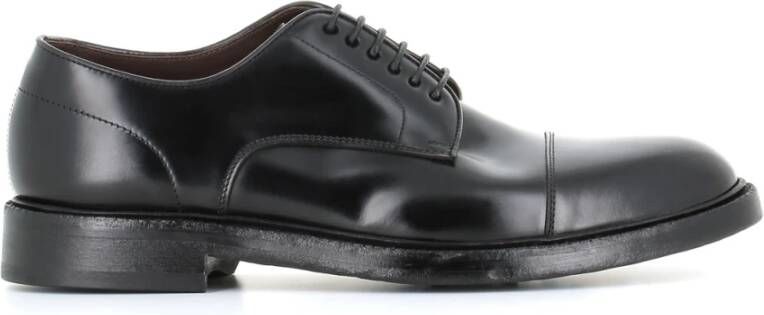 Green George Zwarte Geborsteld Leren Derby Schoenen Black Heren