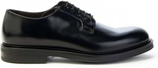 Green George Zwarte Geborsteld Leren Derby Schoenen Black Heren