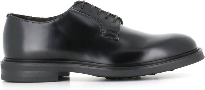 Green George Zwarte Leren Derby Schoenen Black Heren