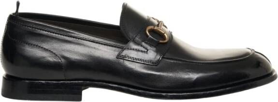 Green George Zwarte Leren Loafers Stijlvolle Gespsluiting Black Heren