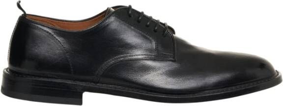 Green George Zwarte Leren Veterschoenen Black Heren