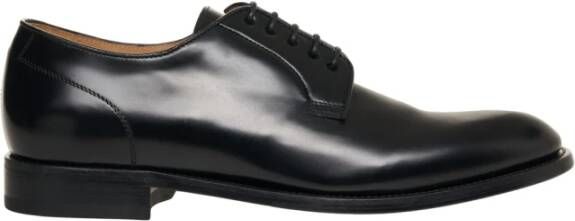 Green George Zwarte Leren Veterschoenen Black Heren