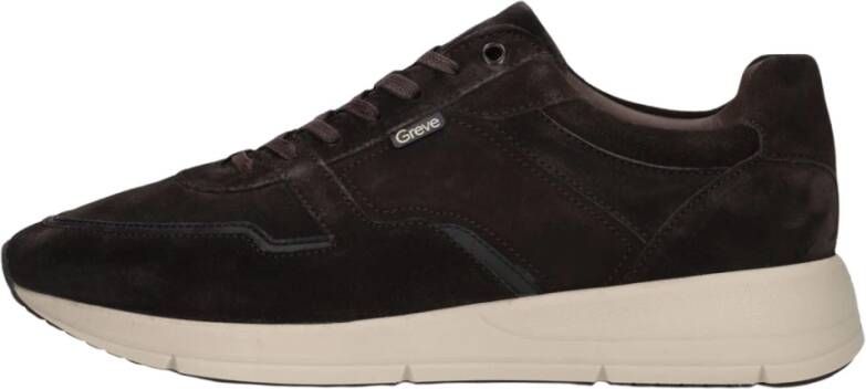 Greve Bruine Leren Sneakers Walker H Brown Heren