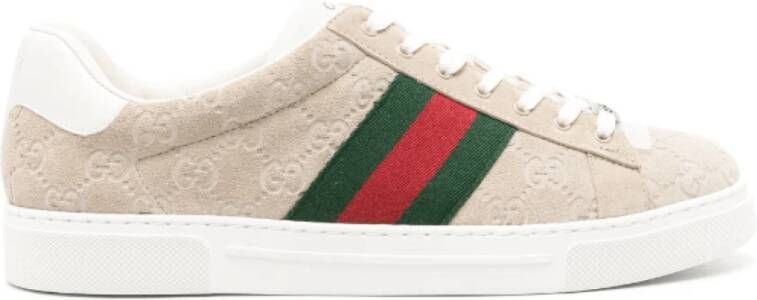 Gucci Beige Web Sneakers met GG-details Beige Heren