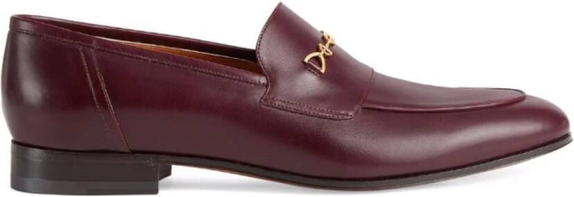 Gucci Burgundy Horsebit Loafers Red Heren