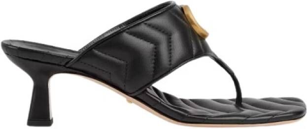 Gucci Double G Zwarte Gewatteerde Leren Sandalen Black Dames