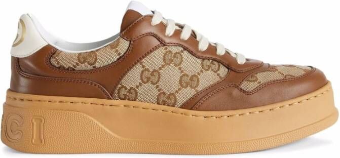 Gucci GG Supreme Canvas Low-Top Sneakers Brown Dames