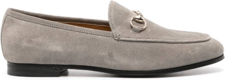 Gucci Grijze Suede Horsebit Loafers Gray Dames