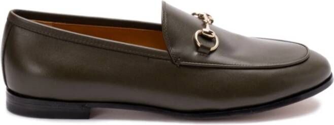 Gucci Groene platte schoenen met Horsebit-detail Green Dames