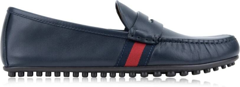 Gucci Heren Slip-On Loafers Leren Schoenen Blue Heren