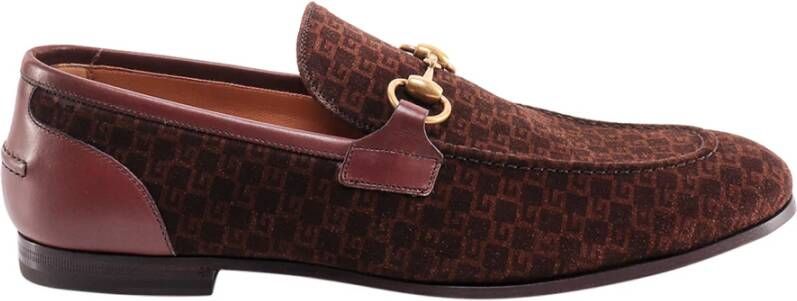 Gucci Iconische Suède Loafers met G Quadro Brown Heren