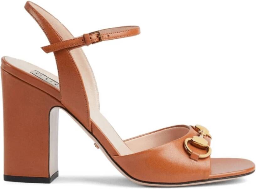 Gucci Kameelbruine Horsebit Leren Sandalen Brown Dames