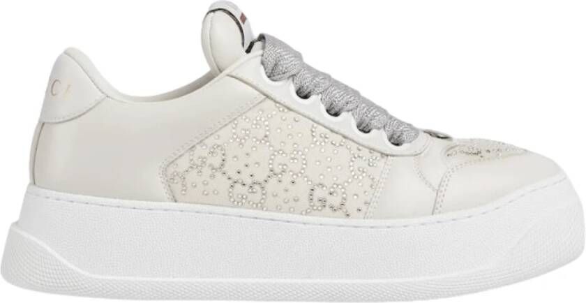 Gucci Kristalversierde Platform Sneakers White Dames