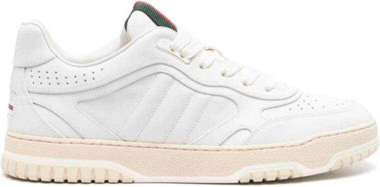 Gucci Leren Sneakers met Web-Stripe Trim White Dames