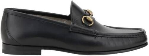 Gucci Metallic Horsebit Leren Loafers Black Heren