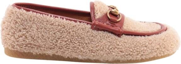 Gucci Shearling Leren Loafers Beige Heren