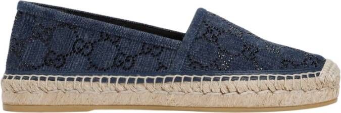 Gucci Strass Cord Espadrilla Sandal Blue Dames