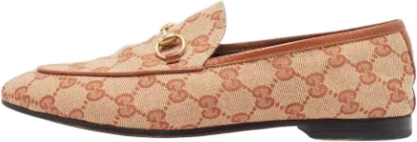 Gucci Vintage Pre-owned Canvas flats Beige Dames