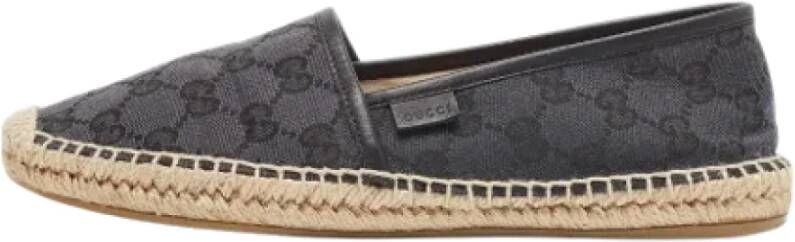 Gucci Vintage Pre-owned Canvas flats Black Dames