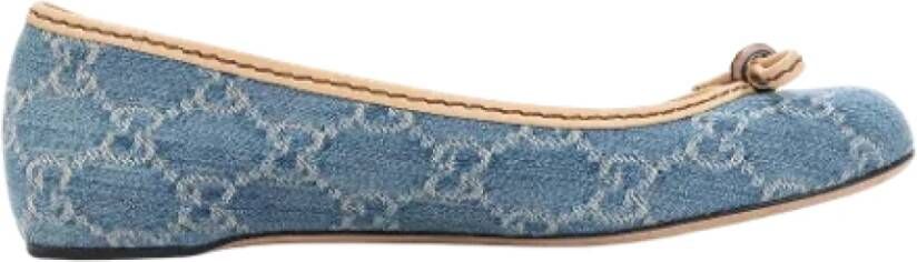 Gucci Vintage Pre-owned Canvas flats Blue Dames