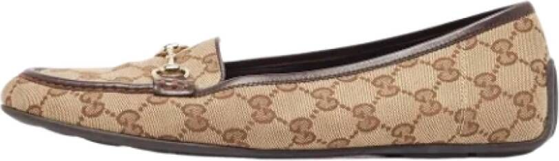 Gucci Vintage Pre-owned Canvas flats Brown Dames