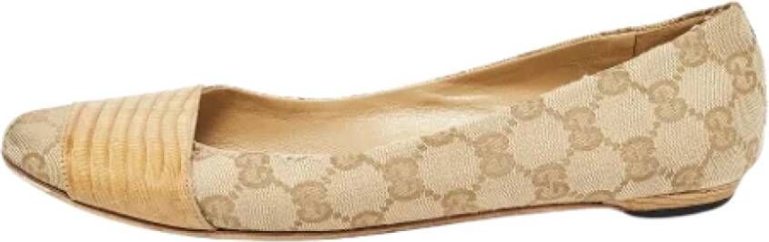 Gucci Vintage Pre-owned Canvas flats Brown Dames