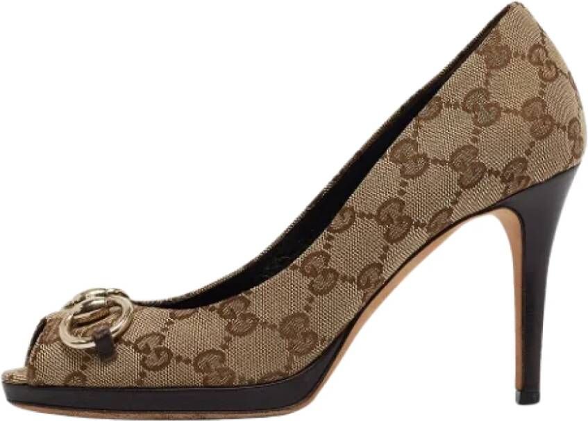 Gucci Vintage Pre-owned Canvas heels Beige Dames