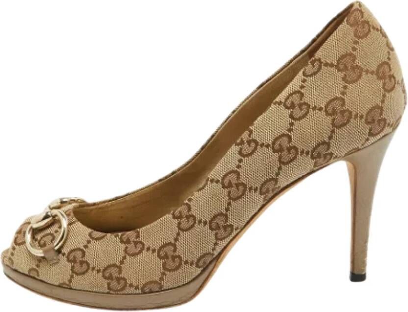 Gucci Vintage Pre-owned Canvas heels Beige Dames