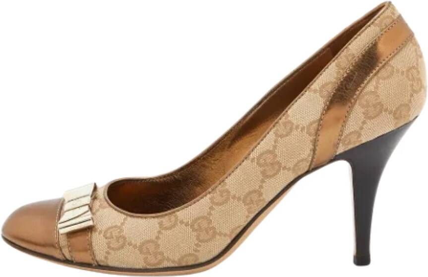 Gucci Vintage Pre-owned Canvas heels Brown Dames