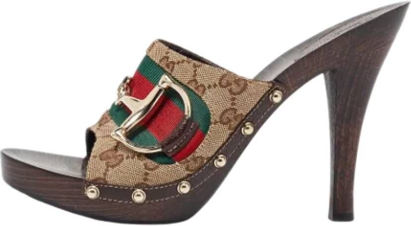 Gucci Vintage Pre-owned Canvas sandals Beige Dames