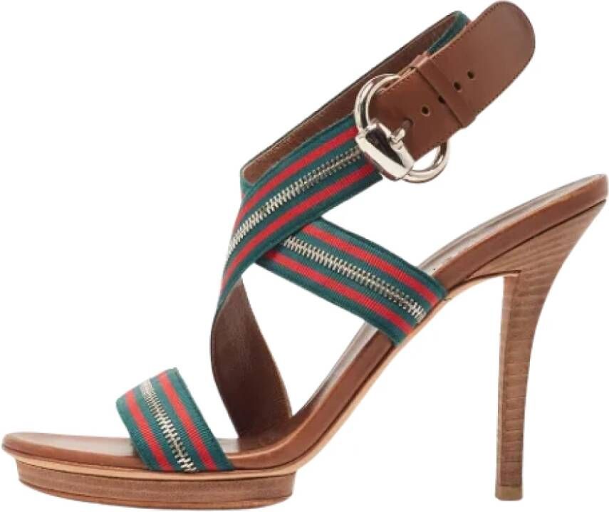 Gucci Vintage Pre-owned Canvas sandals Brown Dames