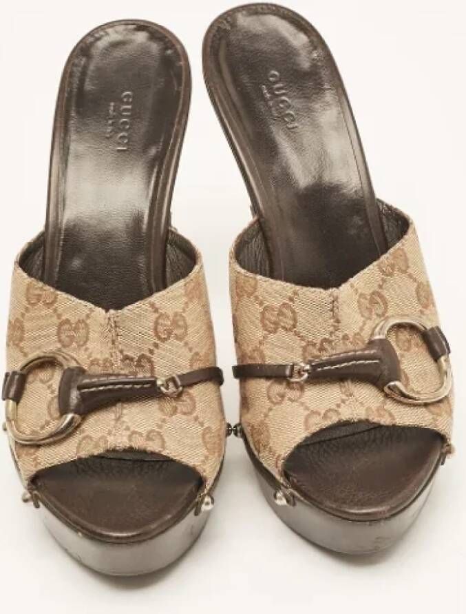 Gucci Vintage Pre-owned Canvas sandals Brown Dames