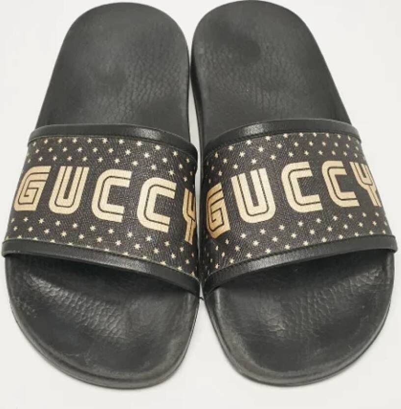 Gucci Vintage Pre-owned Coated canvas sandals Black Dames