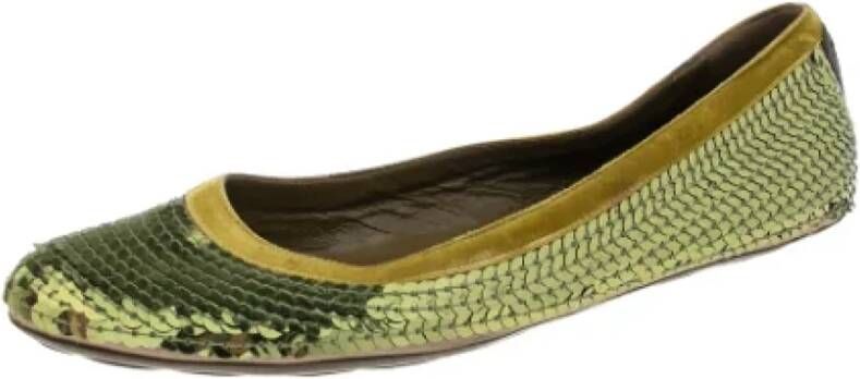 Gucci Vintage Pre-owned Fabric flats Green Dames