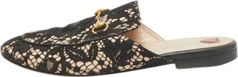 Gucci Vintage Pre-owned Lace flats Black Dames