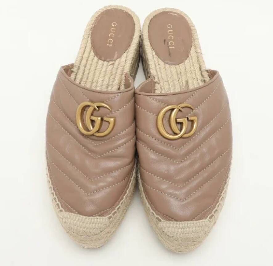 Gucci Vintage Pre-owned Leather flats Beige Dames