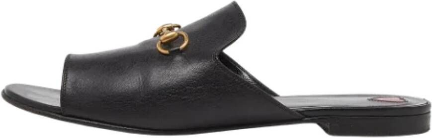 Gucci Vintage Pre-owned Leather flats Black Dames