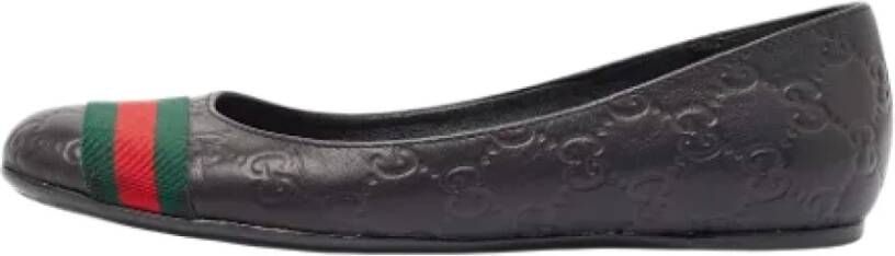 Gucci Vintage Pre-owned Leather flats Black Dames