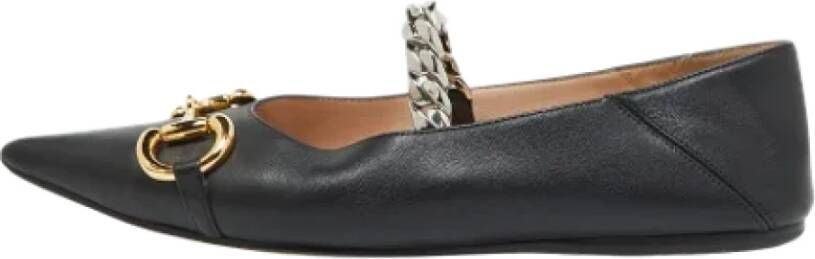 Gucci Vintage Pre-owned Leather flats Black Dames