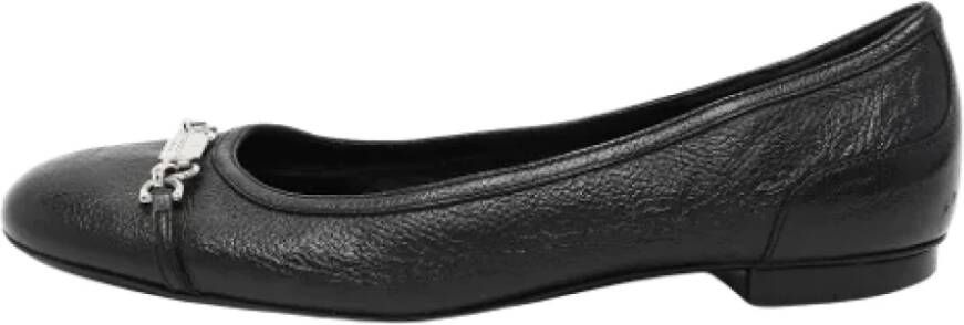 Gucci Vintage Pre-owned Leather flats Black Dames